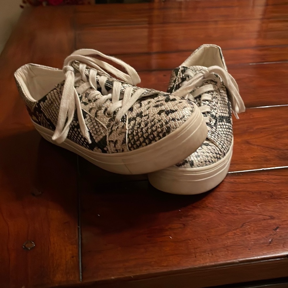Aldo snake skin style fashion lace up sneakers.